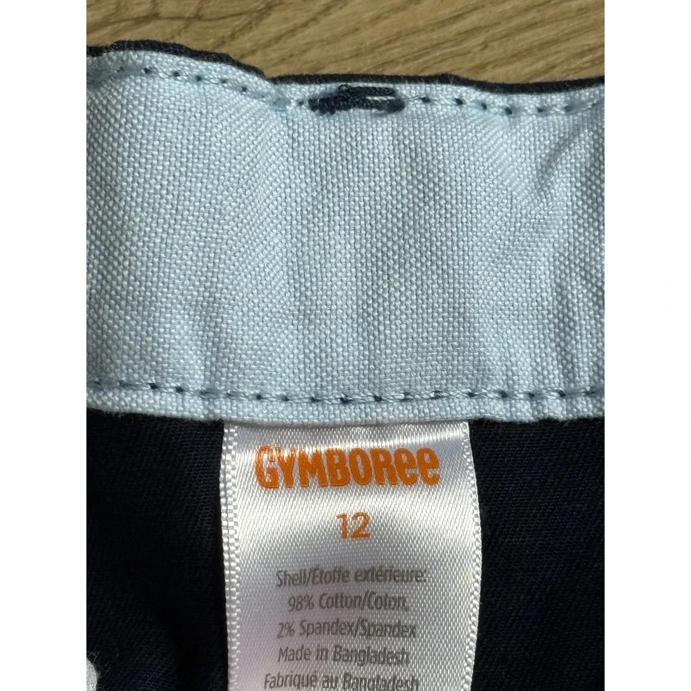 NWT Kids Boys nanotex Gymboree uniforms navy blue belted chino shorts size 12